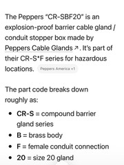 PEPPERS CABLE GLAND CR-SBF20/NP/050NPT, NICKEL PLATED BRASS. LOT OF 2. NEW.