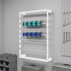 White Heavy Duty Cable Reel Holder and Dispenser With 6 Stainless Steel Rods