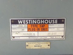 Westinghouse 1513452-B Fusible Cover Operated Bus Plug 240V 30A 3P 3HP Type TAP