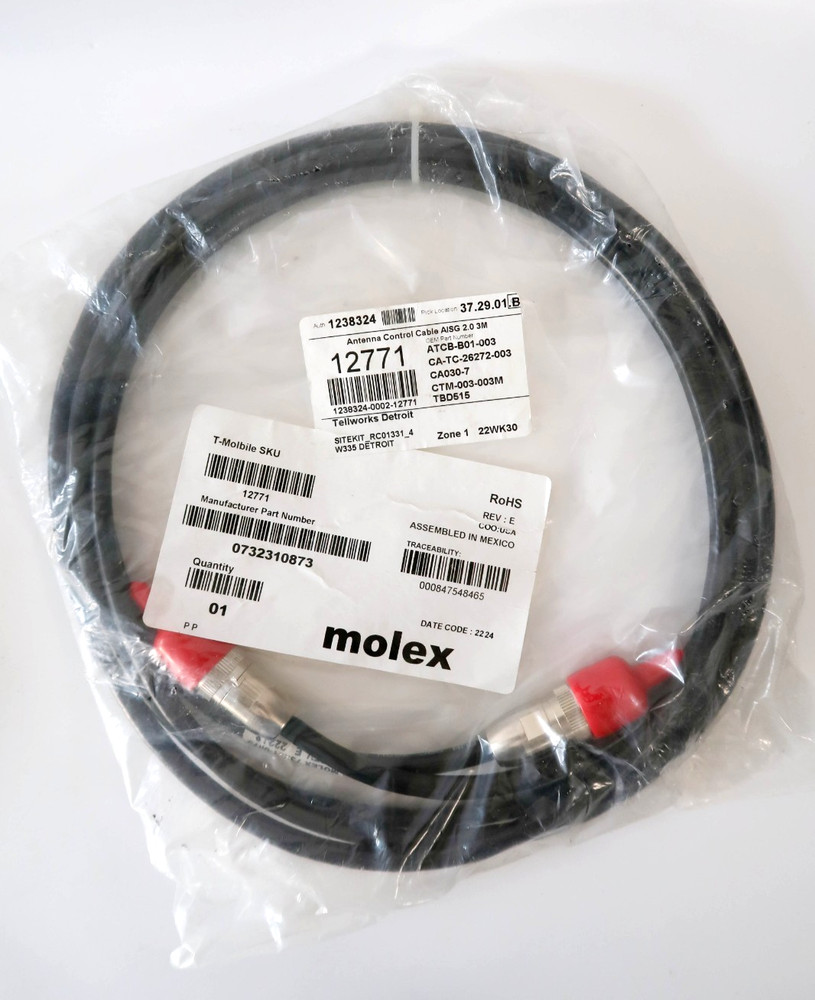 LOT OF 9 Molex 73231-0873 3M AISG 2.0 RET Antenna Control Cable ATCB-B01-003