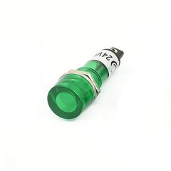 10 Pcs AC/DC 24V 2 Terminals Green Light Signal Threaded Indicator Lamp