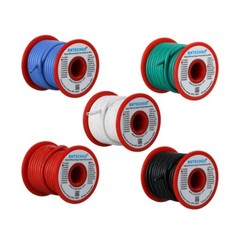 14 Gauge Silicone Wire Kit Red Black White Blue and Green Each 25ft 14 AWG St…