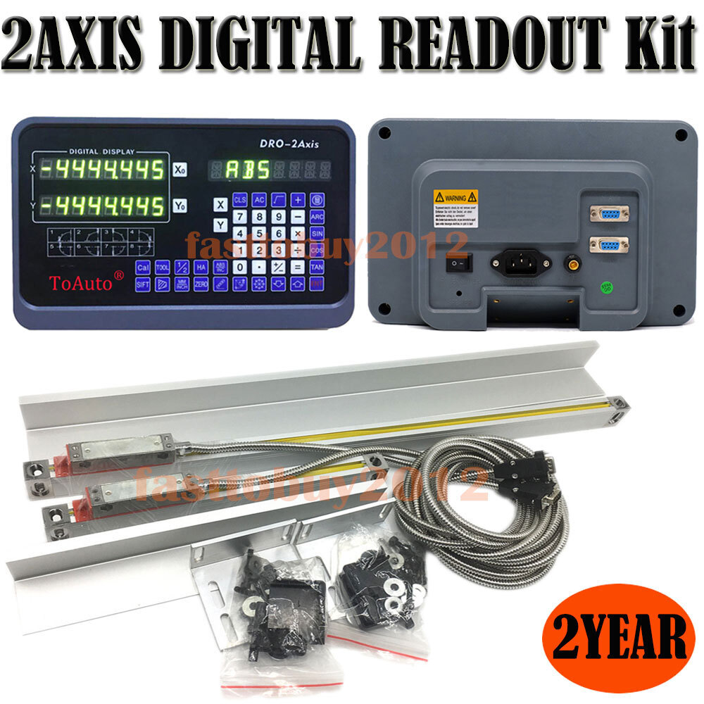 10″ x 60″ Linear Glass Scale 2 Axis DRO Digital Readout Kit for Lathe Machine US