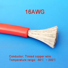 16AWG 1.27mm²Flexible Silicone Cable, HIGH TEMP 200℃, 0.08mm Tinned Copper Wire