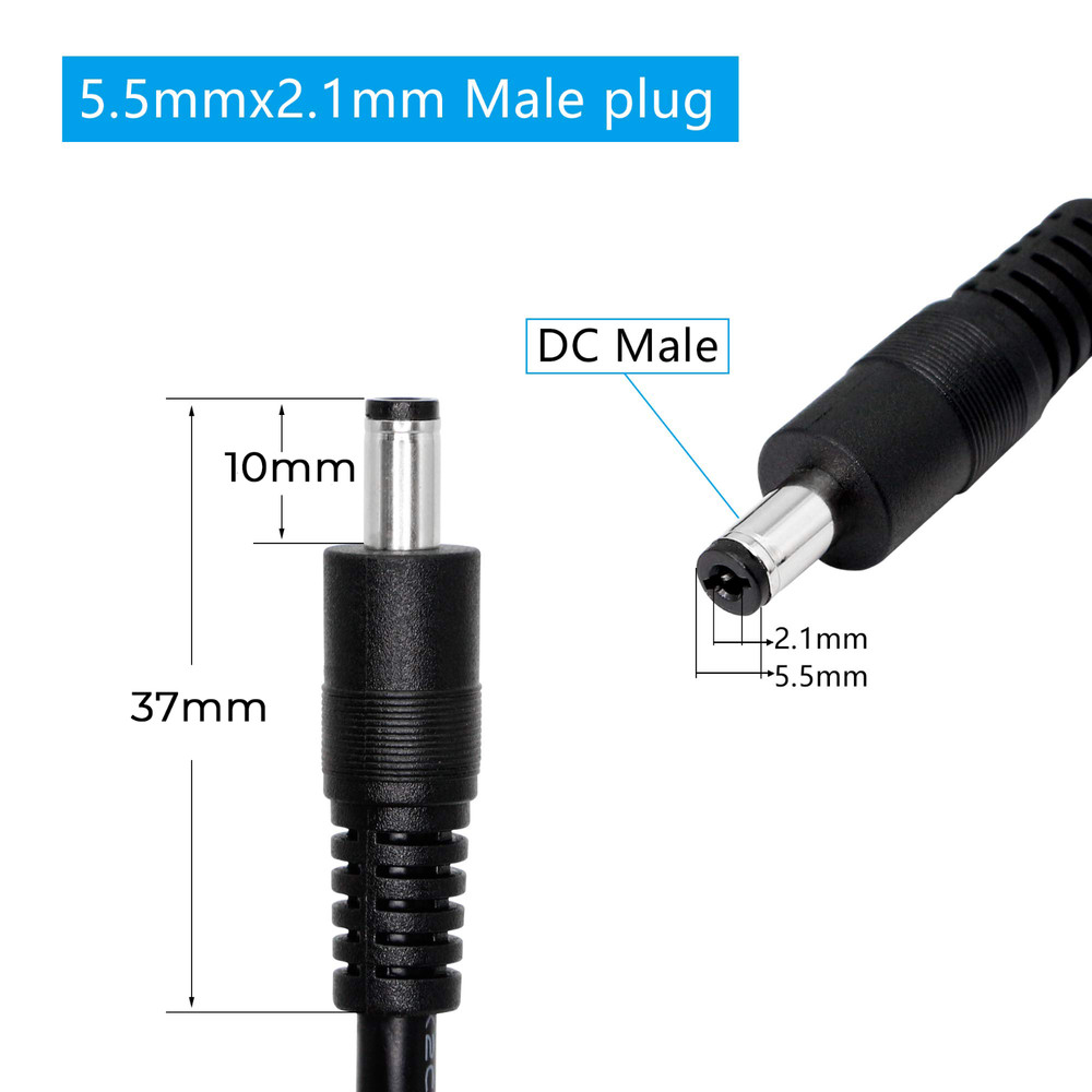 10 pcs set DC Power Pigtail Set Male & Female Barrel Jack 18″ Wire 5.5mm x 2.1mm
