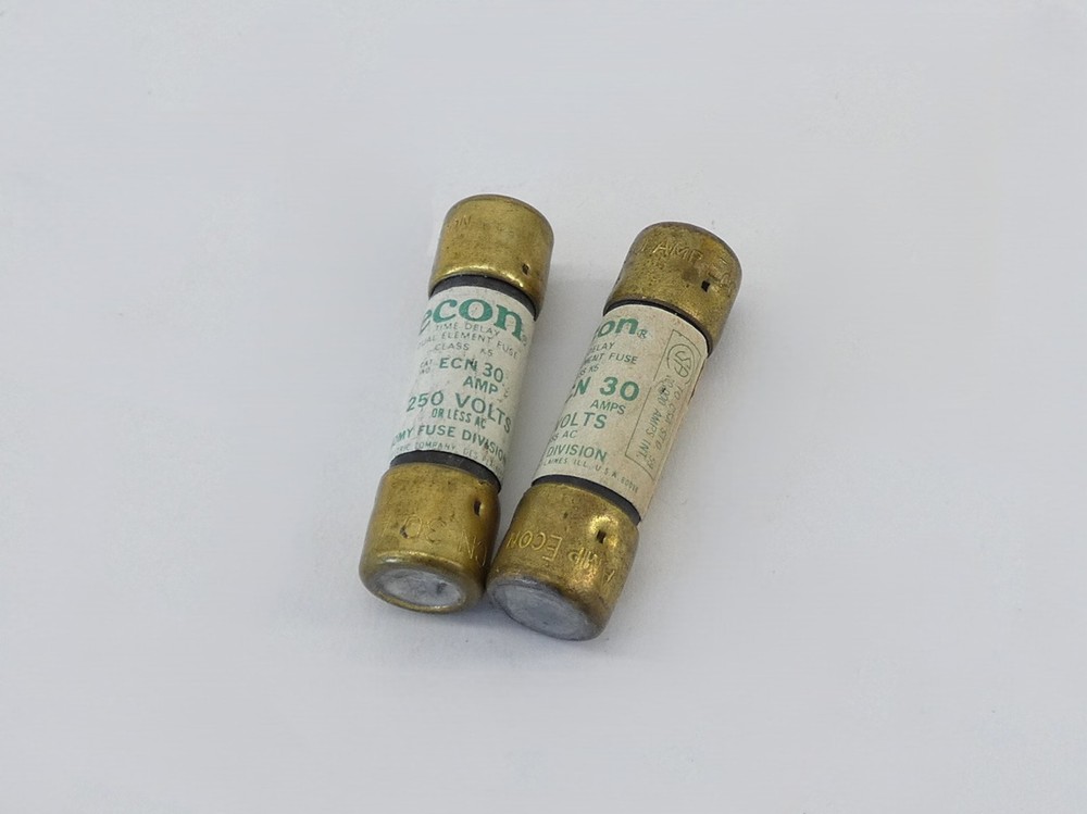 *Lot of 2* Econ ECN30 Dual Element Time Delay 30A Fuse 250VAC