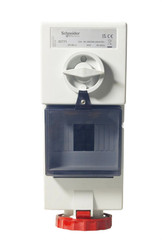 SCHNEIDER ELECTRIC 82771 INTERLOCKED SOCKET 32A 5P 415V IP65 WITH DIN RAIL