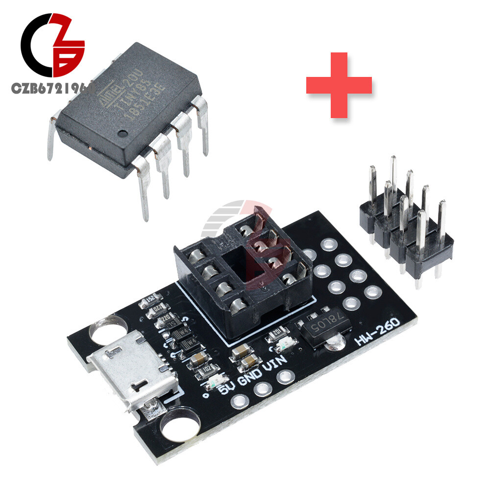 Mini ATTINY85 Micro USB Programmer Development Board + Tiny85-20PU DIP-8 IC