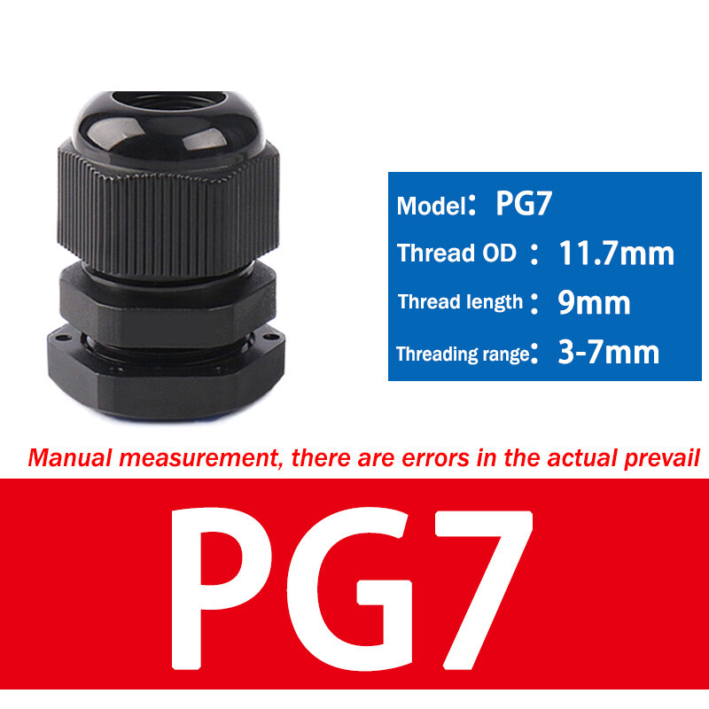 CABLE GLAND IP68 WATERPROOF BLACK /WHITE NYLON COMPRESSION PG7/9/11/13.5/16 ~48