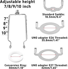 Lamp Shade Harp Kit 7 8 9 10 Inch Adjustable Holder E26 E27 UNO Fitter Hardware