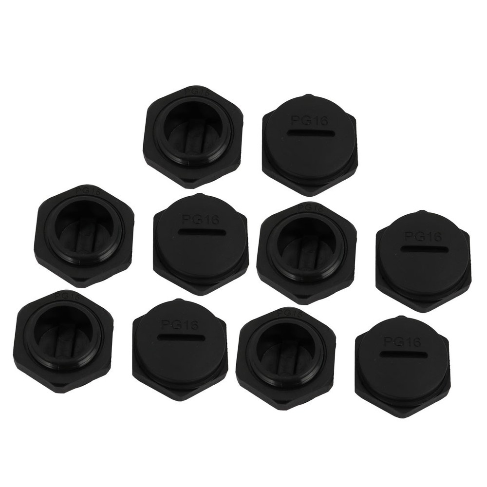 10Pc PG16 Nylon Male Threaded Cable Gland Cap Round Screw-in Cover Black