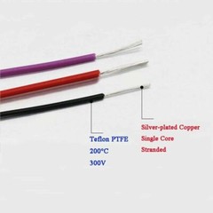 28/30 AWG PTFE Silver-plated Copper Wire Stranded Headphone Cable 200°C Colorful