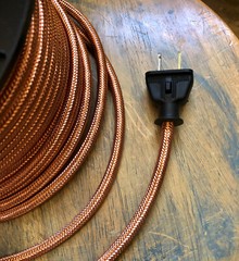 Copper Metal Covered Cord- Round 3wire Metal Braided Cable, Mesh Jack – Per Foot