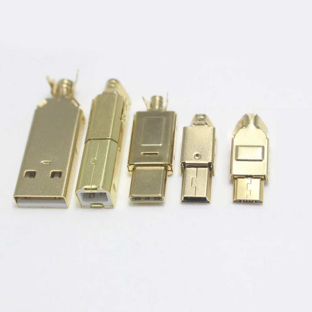 Gold Plated USB 2.0 Connectors DIY Solder