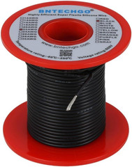 22 Gauge Silicone Wire Spool 100 ft Black Flexible 22 AWG Stranded Tinned Copper