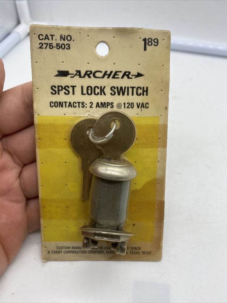 Brand New Vintage Archer 275-503 SPST LOCK SMITH 2 AMPS 120 VAC Made In USA