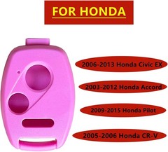 Replacement Key Fob Shell Case with 3 Buttons in Pink for Keyless Entry Remote