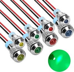 8PCS 6mm 8mm 12V LED Metal Indicator Light Waterproof Dashboard Indicator Light