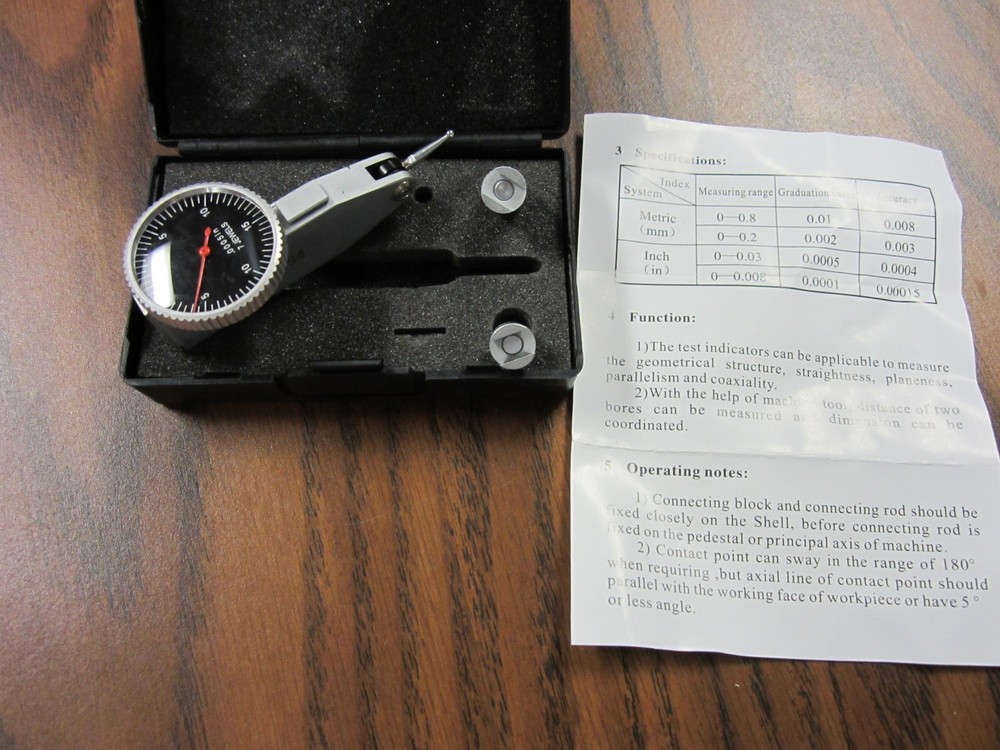 0.03″ x 0.0005″ dial test indicator black face with 2 pcs accessories #303B- NEW