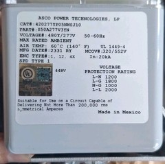 NEW SERIES 400 ASCO S50A277V3YN 420 Surge Protection Device 120V 50-60Hz SPD