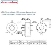 rotating conductive slip ring outer diameter 99mm 24/6/8/10/12 circuits