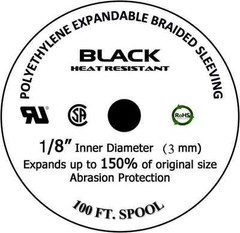 100 FT 1/8″ Black Expandable Wire Cable Sleeving Sheathing Braided Loom Tubing