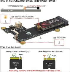Geekworm X1001 PCIe to M.2 HAT Key-M NVMe SSD PIP Peripheral Board Black