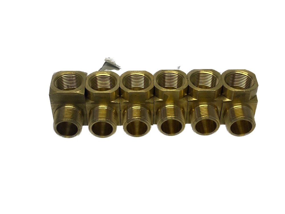 (6) NOS Parker 3/4” MNPT x 3/4” FNPT 90° Brass Street Elbow 2202P-12-12