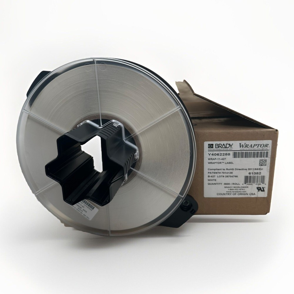 *New in Box* Brady WRAP-11-427 Self-Laminating Wraptor Label White Roll of 3600