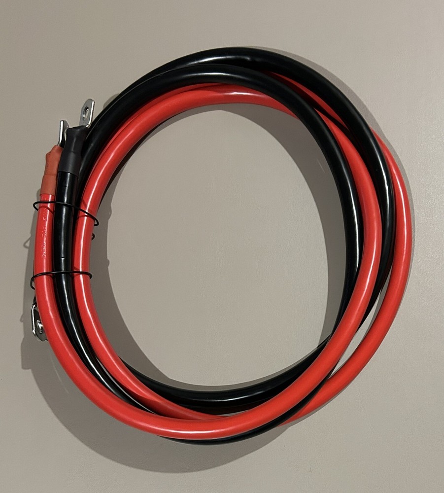 1/0 AWG Gauge Battery Cables 6 Feet Pure Copper 3/8 inch terminals – New