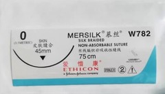 1 box of 12 packs of 0 # 45mm needle W782 non absorbable suture thread