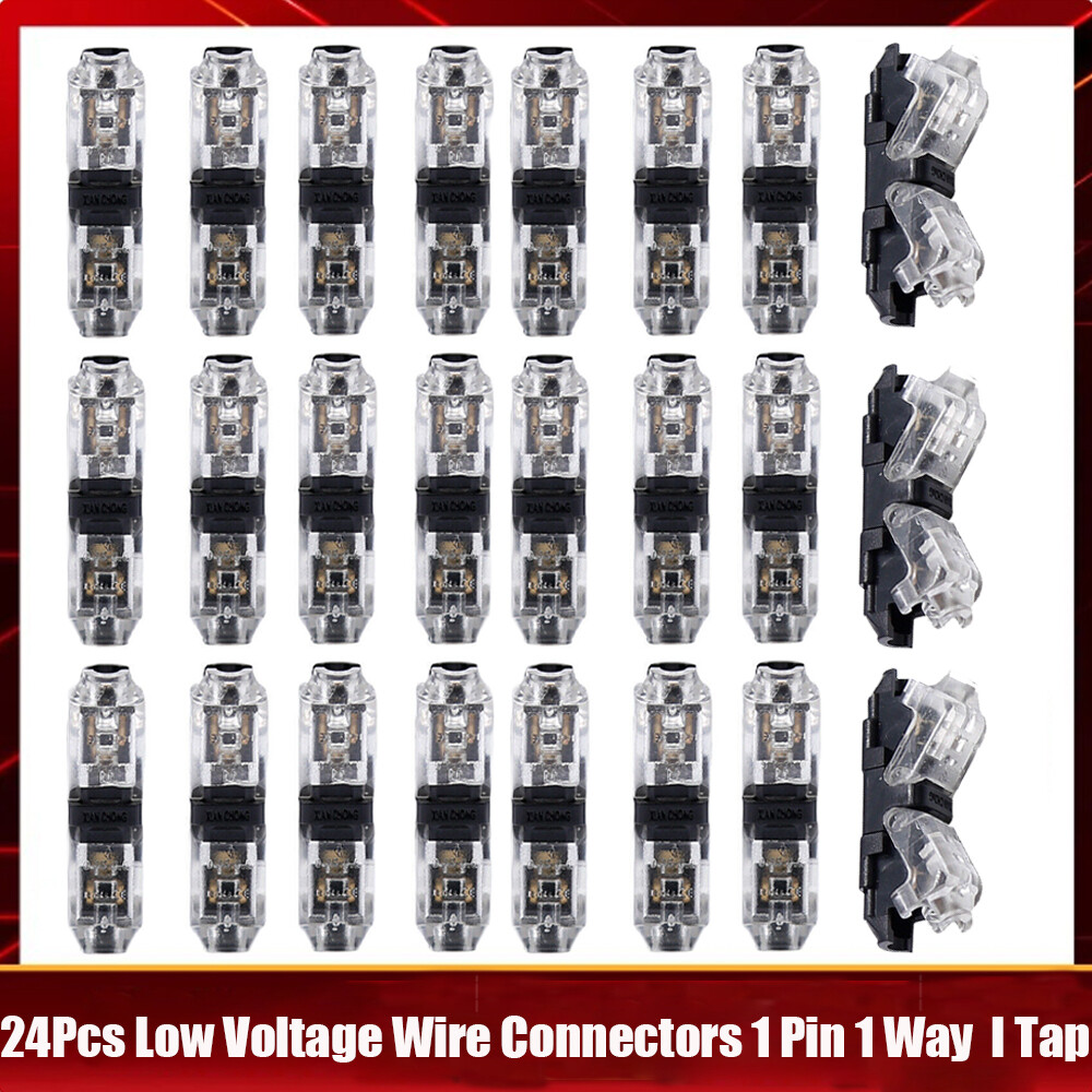 24X Low Voltage Wire Connectors 1Pin 1Way Universal Compact Wire18-22AWG US