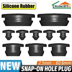 Black 2.5-60.6mm Silicone Rubber Snap-On Hole Plug Blanking Seal Bung Pipe Tube