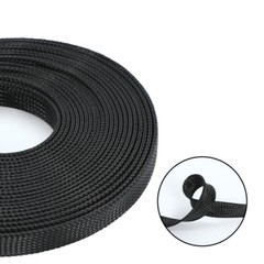 PET Black Braided Cable Sleeving 1-100mm Expandable Wire Harness Auto Sheathing