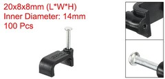 Cable Clips with Steel Nail, 100Pcs 14mm/0.55″ Plastic Cable Wire Clips, Black