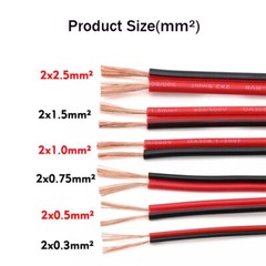 PVC Flat Twin 2 Core Cable 0.3²~2.5mm² RVB Car Auto LED Boat Audio Speaker Wire