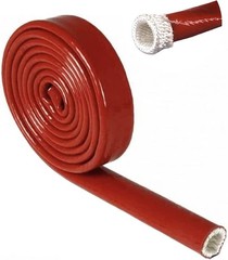 Automotive Heat Shield Fire Sleeve 3/4 Inch Silicone Coated Fiberglass 5FT Red