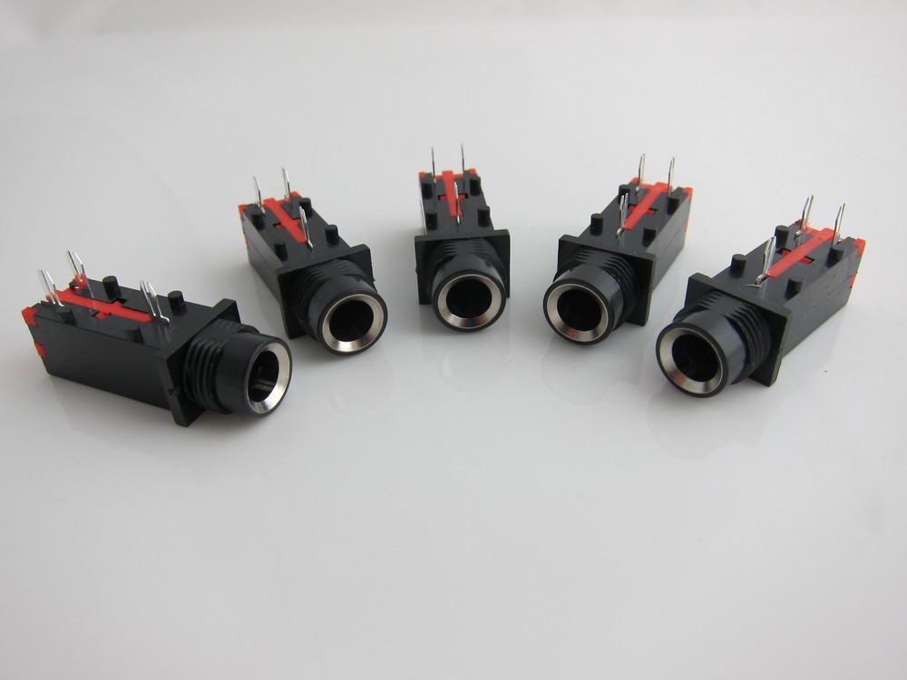 Goedrum 5PCS 3Pin 1/4″ 6.35mm Stereo Phone Jack / Jack Socket / PCB Mount