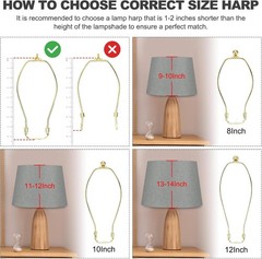 7 Inch Lamp Harp Kit 17.5mm Solid Brass Ball Finial 2 Heavy Duty Bracket Saddle