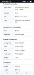 Qty 10 ~ EATON B-Line B248HDG Hot Dipped Galvanized 45° Angular Unistrut B248