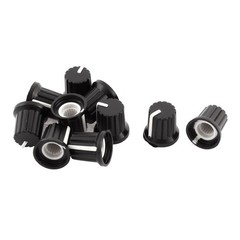 10 Pcs 6mm Dia Shaft Hole Plastic Potentiometer Rotary Control Knobs Caps Black