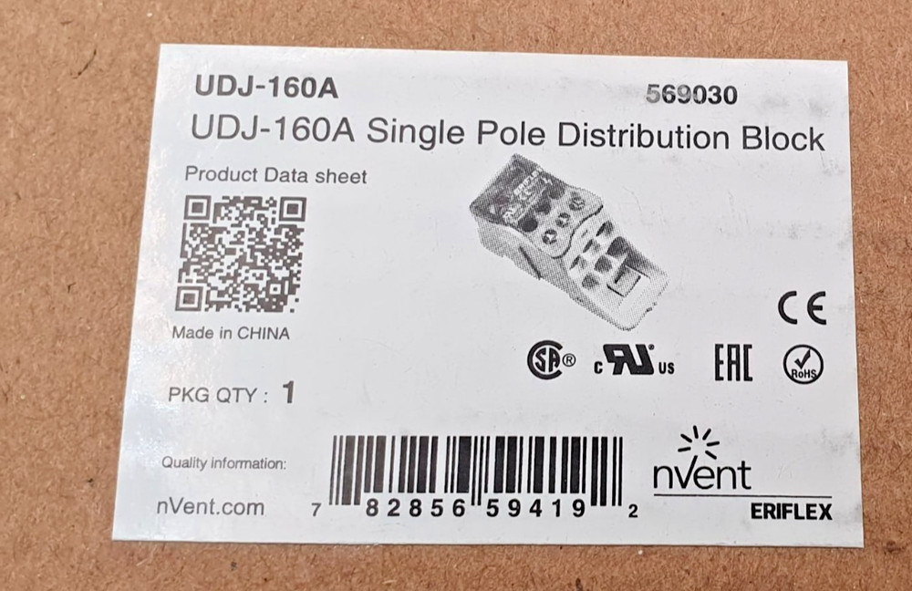 UDJ-160A *Lot of 12 nVent Eriflex 569030 UDJ-160A Single Pole Distribution Block