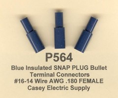 50 Blue Insulated SNAP PLUG M & F Terminal Connector #16-14 Wire Gauge AWG .180