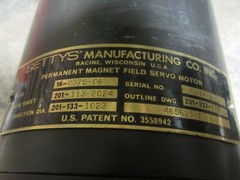 Gettys Permanent Magnet Field Servo Motor 16-0375-06 Data 201-113-2024 45826LR