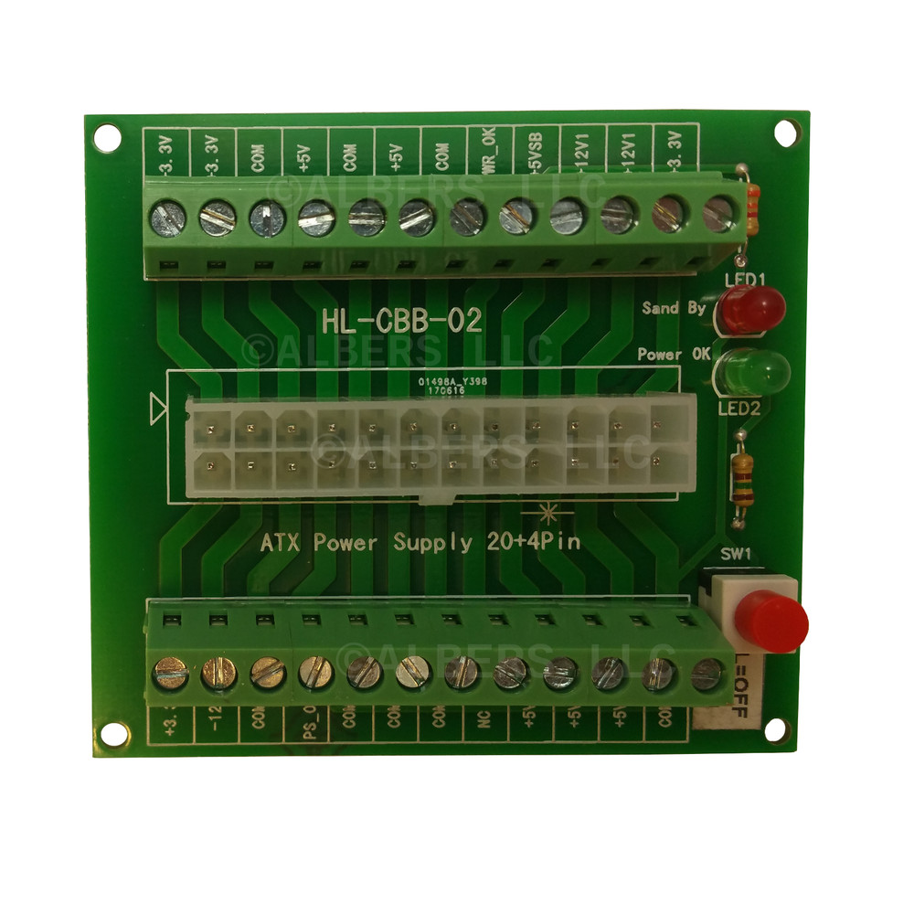ATX Power Supply Breakout Board Bench Mountable Square Mount PSU Adapter