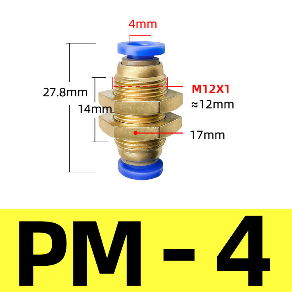Equal Pneumatic Bulkhead Union Connector Push In to Connect Tube Fitting