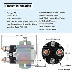 DC Power Solenoid 12V 100A For White-Rodgers 124-105111