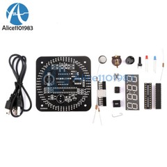 Rotating LED Alarm Electronic Digital alarm Clock DIY Kit Board Parts 5V DS1302