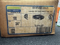 I BOX of 94, OZ Gedney 102, Conduit Bonding Locknut, 3/4″Bonding Locknut, New