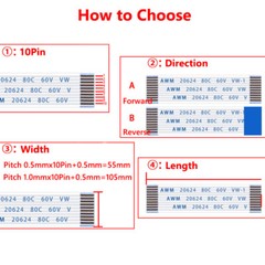 10pcs FFC FPC Flexible Flat Cable Ribbon 4-40Pin Pitch 0.5/1.0mm AWM 20624 80C